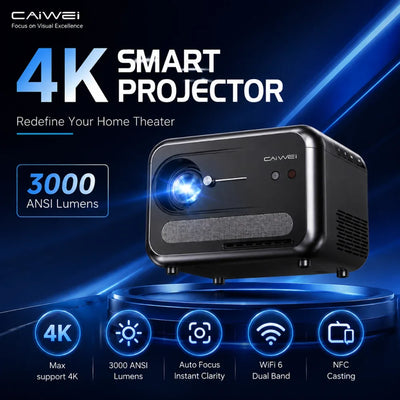Home Theater Projector, Native 1080p with Auto Focus & Wi-Fi