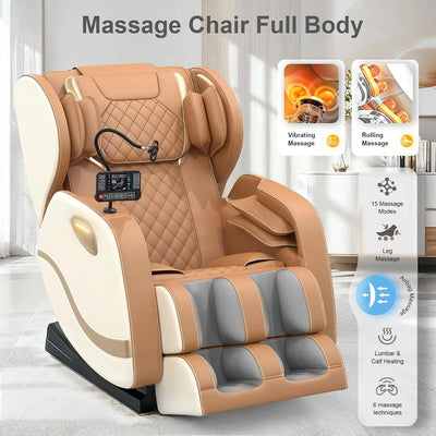 Massage Chair with Zero Gravity Recline, Lumbar Heat & Foot Rollers