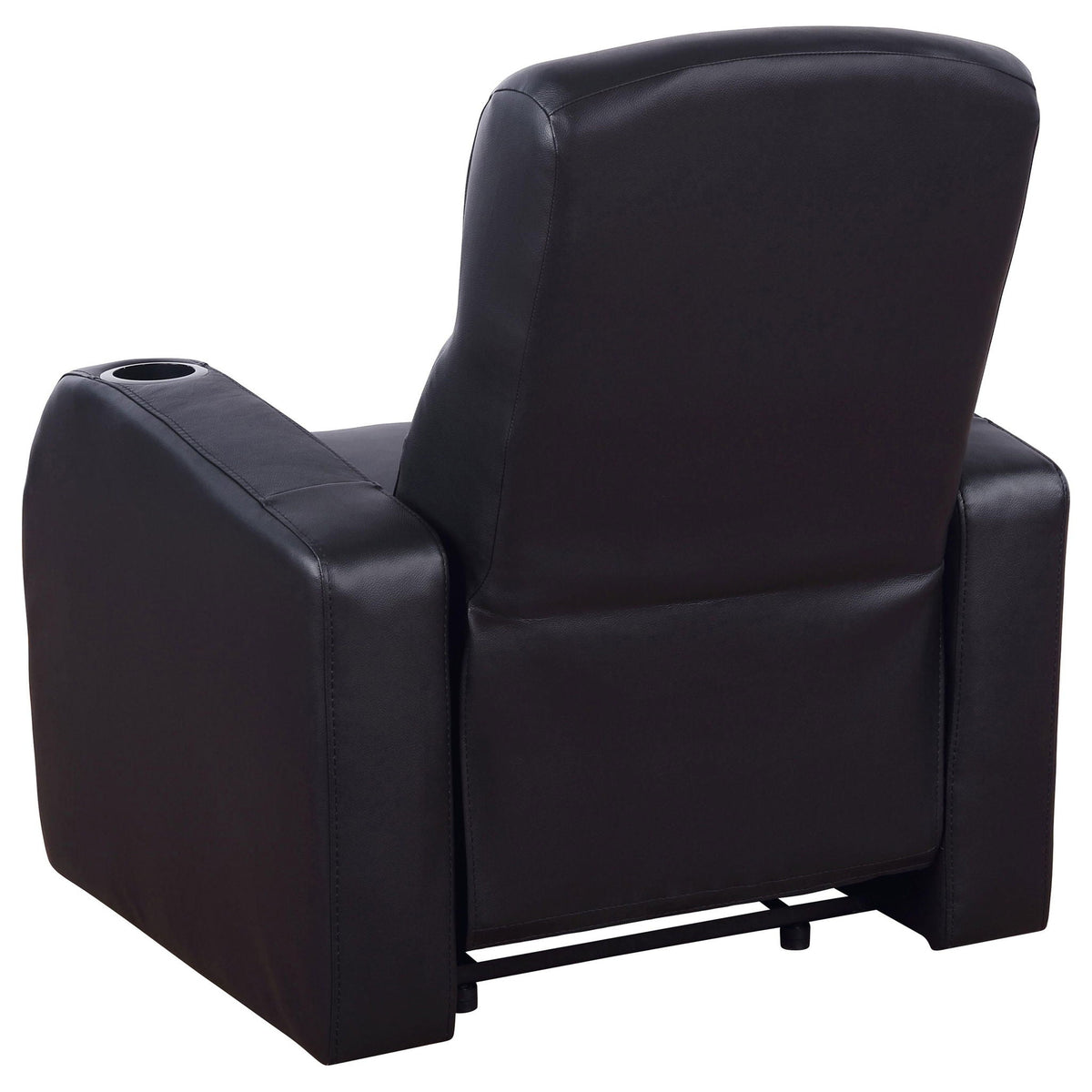 Home Theater Seating, 3-Piece in Black Top Grain Leather