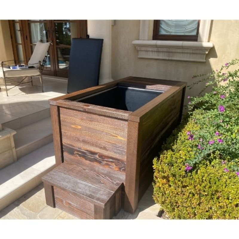 Cold Plunge Tub with Charred Redwood Finish and Chiller