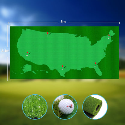 Golf Putting Green, 8 x 16 ft US Map Style with Elevation Slope