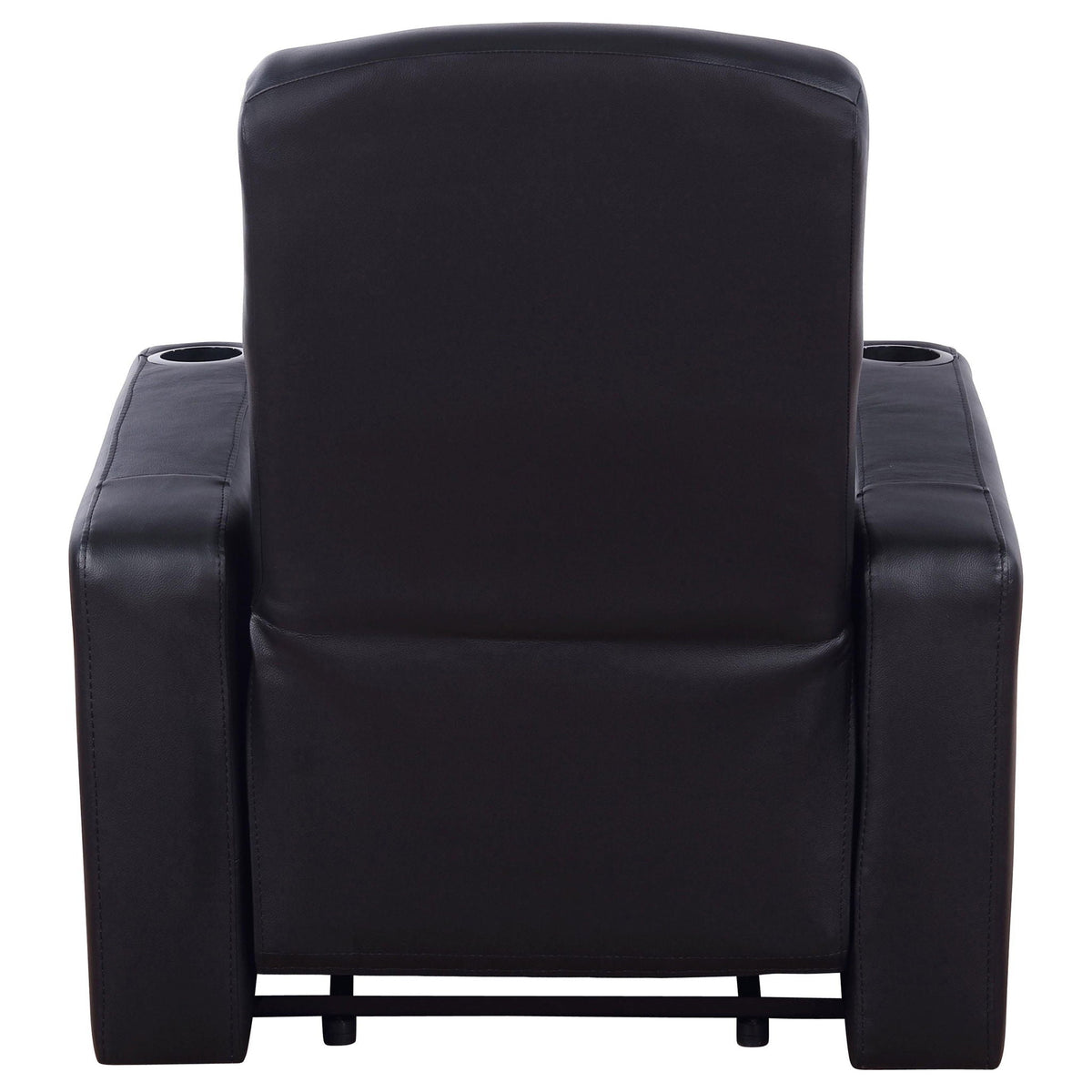 Home Theater Seating, 3-Piece in Black Top Grain Leather