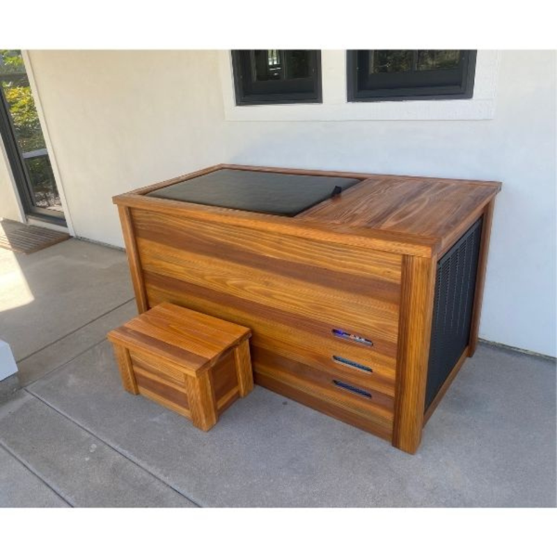Cold Plunge Tub with Charred Redwood Finish and Chiller