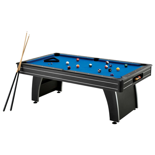 Pool Table, 7 ft with Blue Cloth, 2 Cues & Billiard Balls