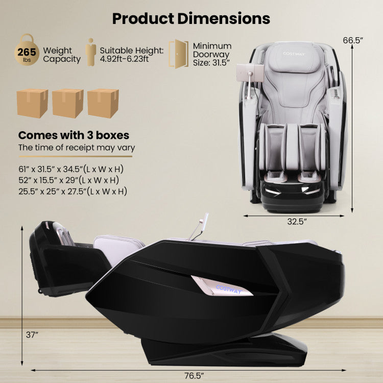 Massage Chair with Dual Rollers, Flexible Track and Heat