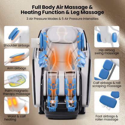 Massage Chair with Dual Rollers, Flexible Track and Heat