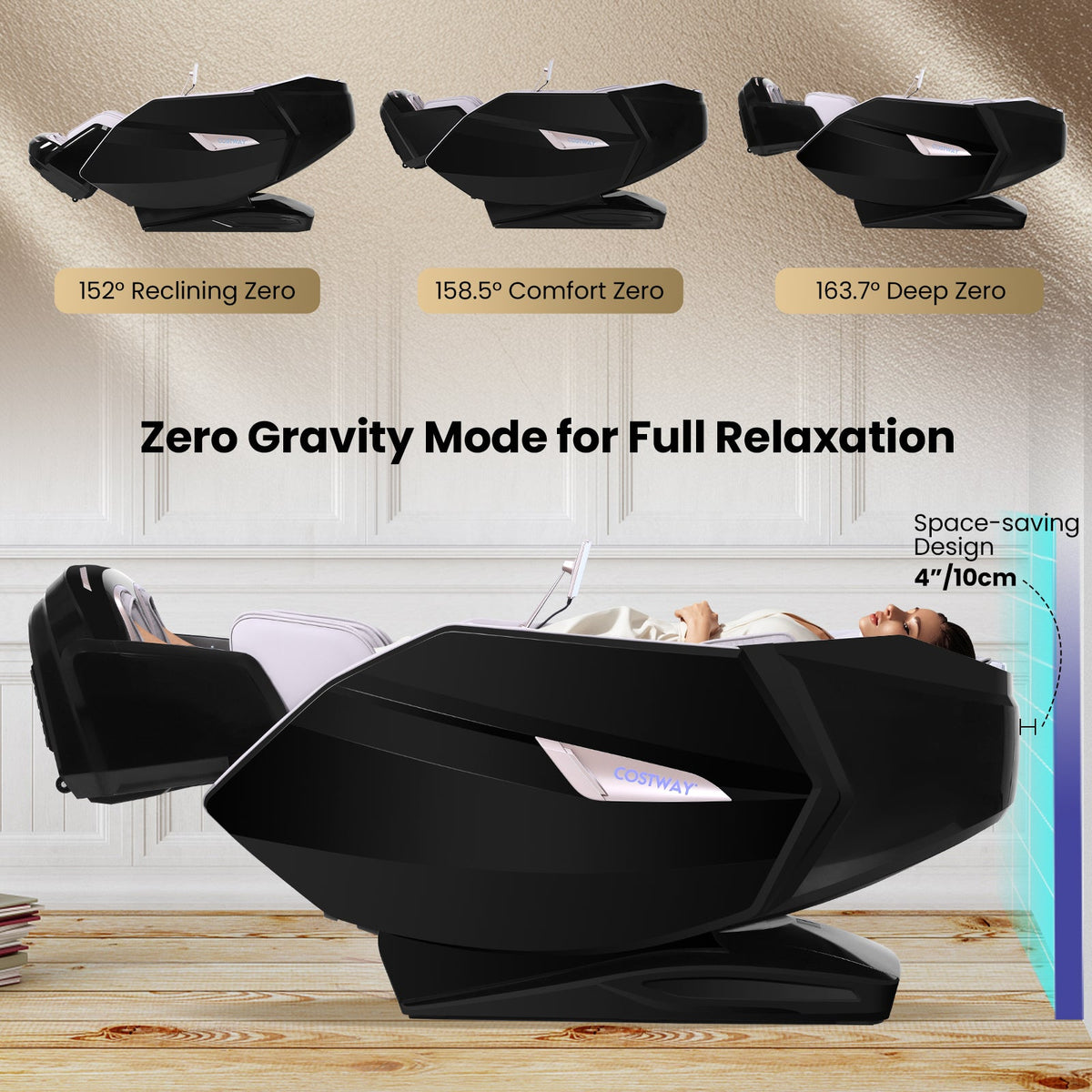 Massage Chair with Dual Rollers, Flexible Track and Heat