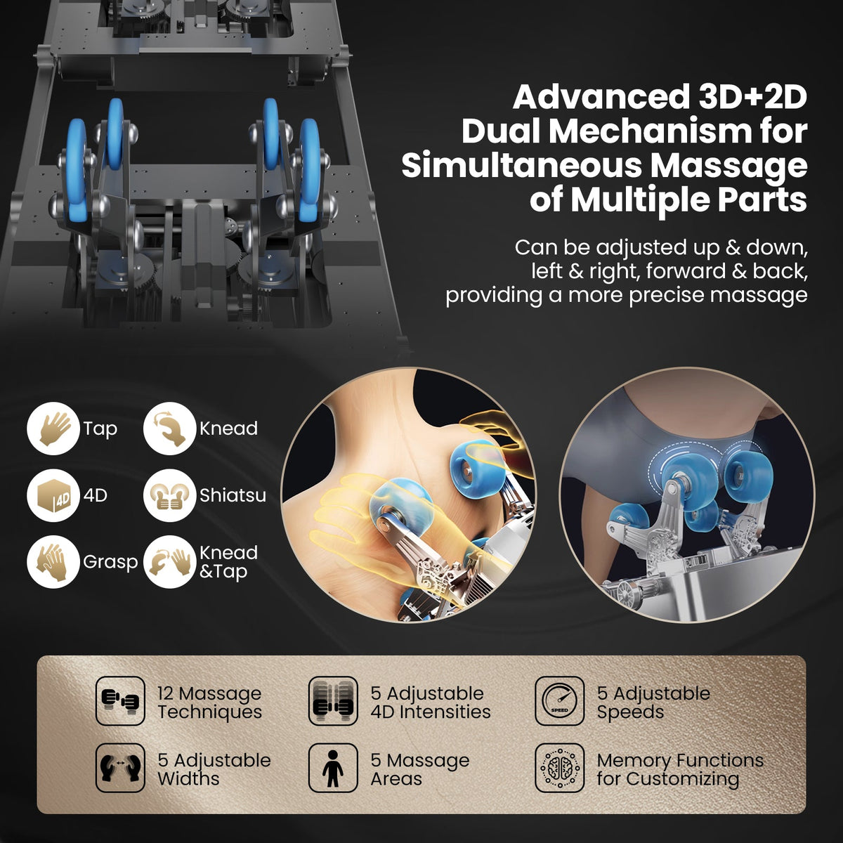 Massage Chair with Dual Rollers, Flexible Track and Heat