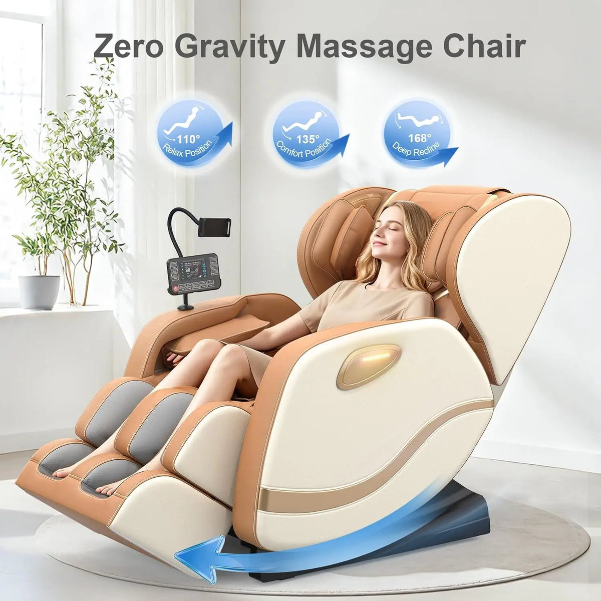 Massage Chair with Zero Gravity Recline, Lumbar Heat & Foot Rollers