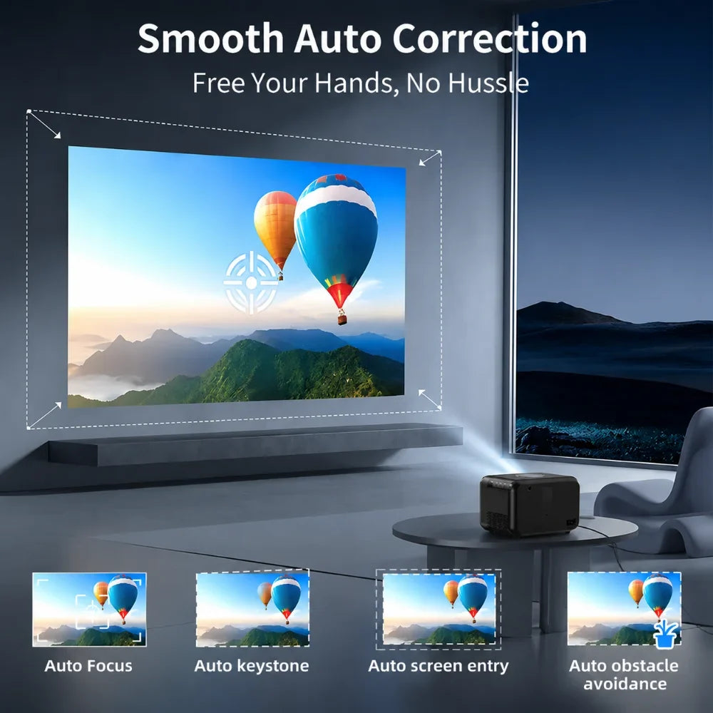 Home Theater Projector, Native 1080p with Auto Focus & Wi-Fi