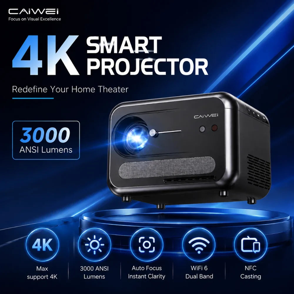Home Theater Projector, Native 1080p with Auto Focus & Wi-Fi