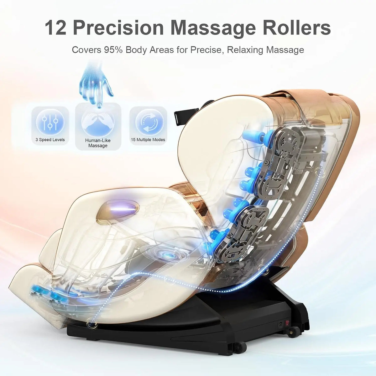 Massage Chair with Zero Gravity Recline, Lumbar Heat & Foot Rollers