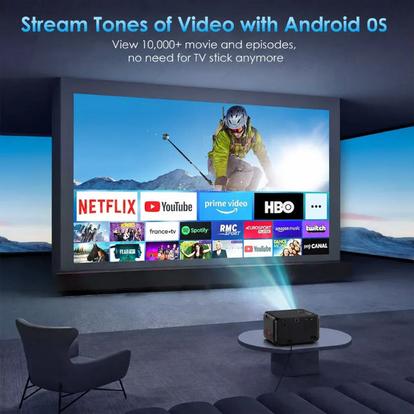 Home Theater Projector, Native 1080p with Auto Focus & Wi-Fi