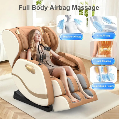 Massage Chair with Zero Gravity Recline, Lumbar Heat & Foot Rollers