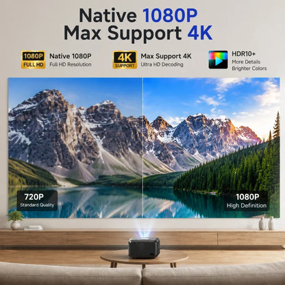 Home Theater Projector, Native 1080p with Auto Focus & Wi-Fi