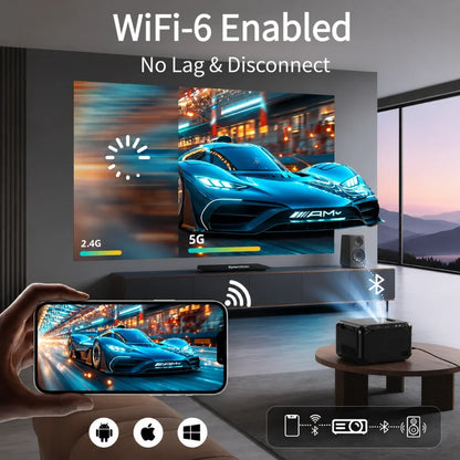 Home Theater Projector, Native 1080p with Auto Focus & Wi-Fi