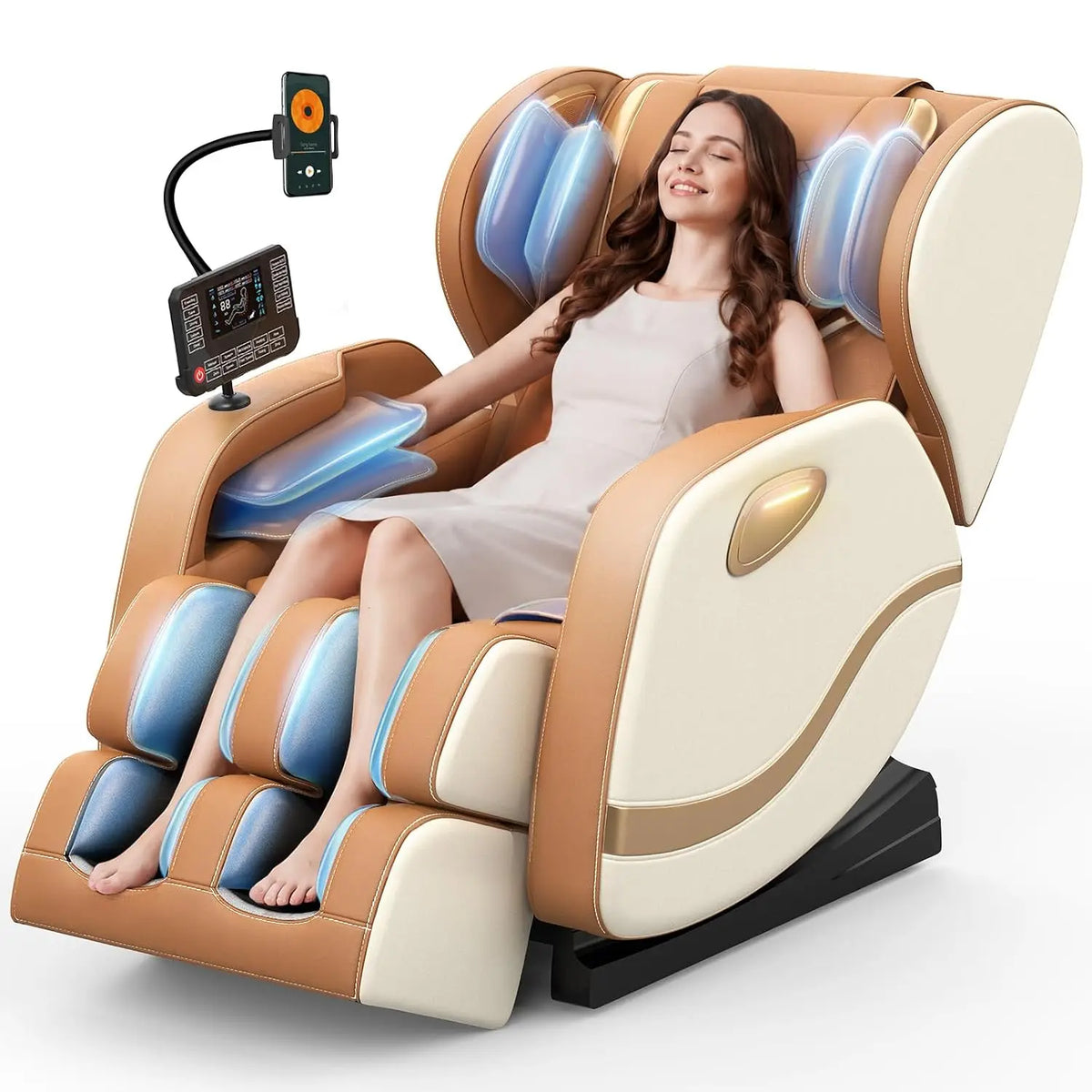 Massage Chair with Zero Gravity Recline, Lumbar Heat & Foot Rollers
