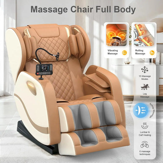 Massage Chair with Zero Gravity Recline, Lumbar Heat & Foot Rollers