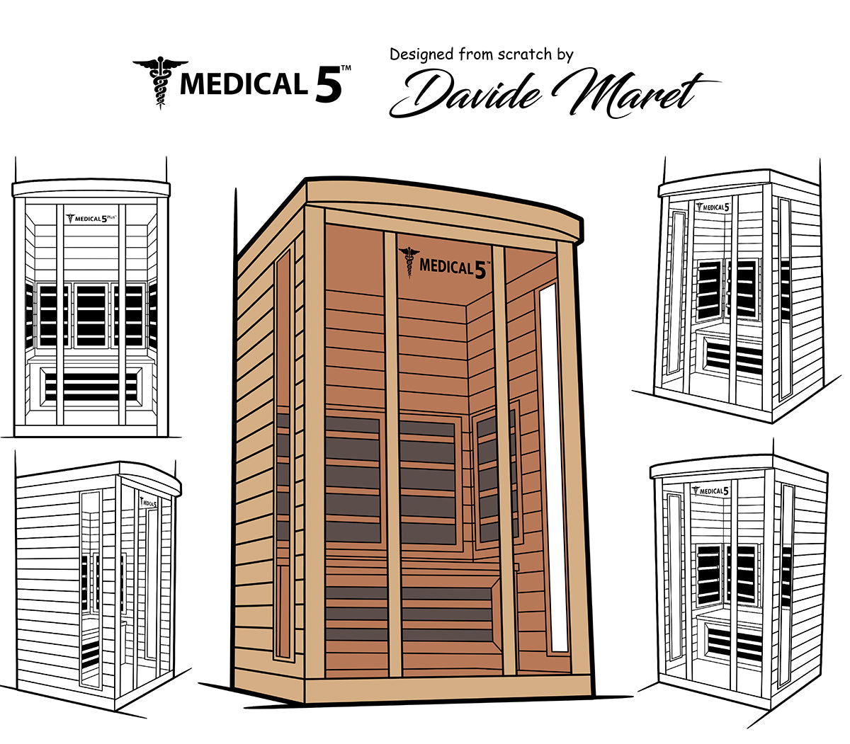Infrared Sauna for 3 People with Hemlock Wood Construction