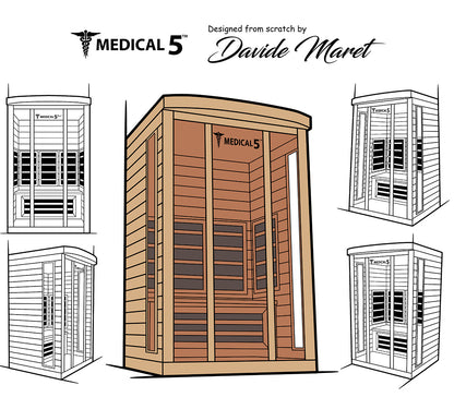 Infrared Sauna for 3 People with Hemlock Wood Construction