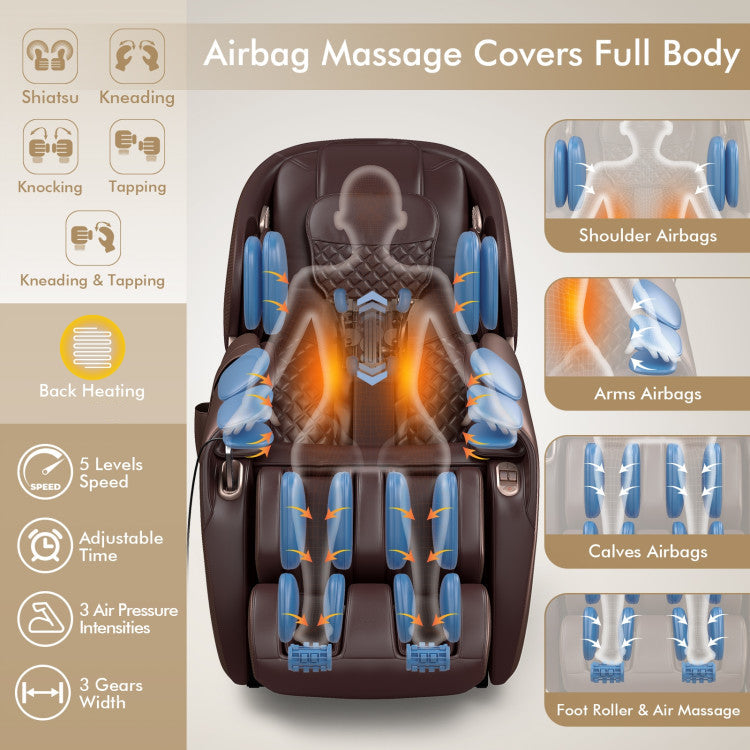 Massage Chair with 53-Inch SL Track and Zero Gravity Recline