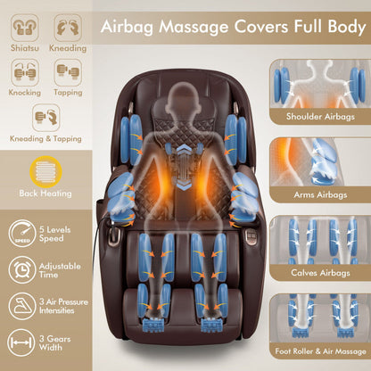 Massage Chair with 53-Inch SL Track and Zero Gravity Recline