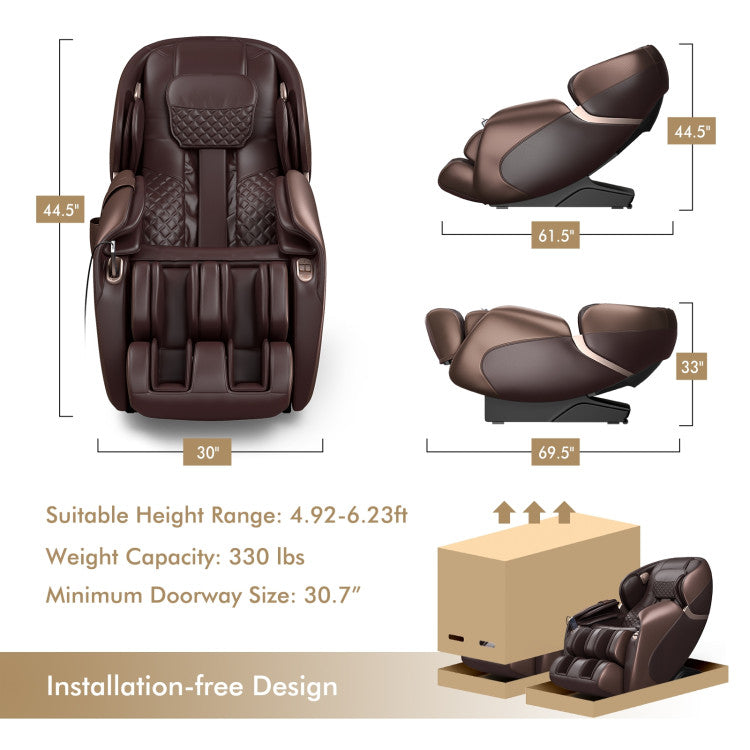 Massage Chair with 53-Inch SL Track and Zero Gravity Recline
