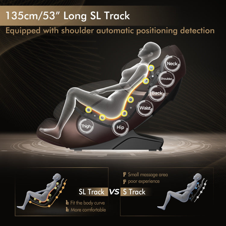 Massage Chair with 53-Inch SL Track and Zero Gravity Recline