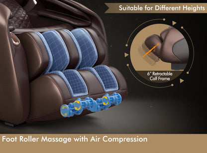 Massage Chair with 53-Inch SL Track and Zero Gravity Recline