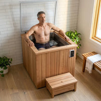 TimberChill Glacier Pro Cedar Cold Plunge — Lifestyle