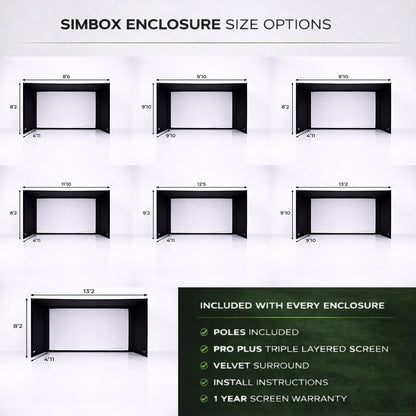Golf Simulator Enclosure with Impact Screen in 7 Sizes