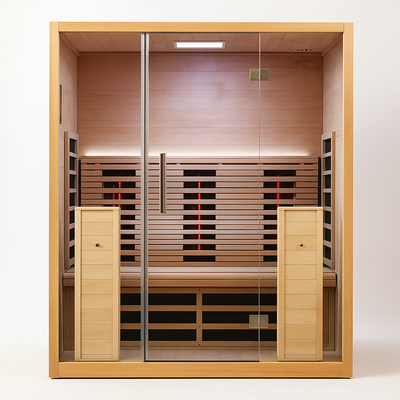 Infrared Sauna Cabin with Hemlock Wood & Tempered Glass Door