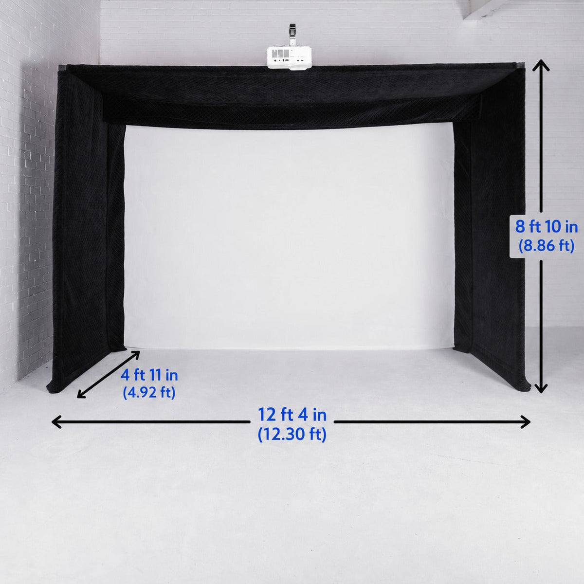 Golf Simulator Hitting Enclosure, 12 ft 4 in Wide, Indoor